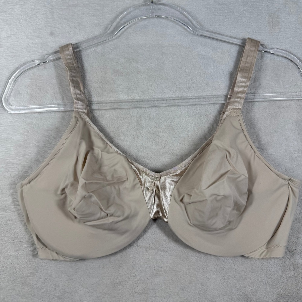 Olga by Warners Beige Underwire Minimizer Bra 38D Style 050060 Rosette Detail